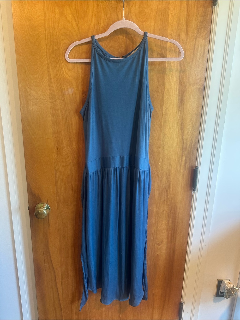 LOFT Teal Scoop Neck Sleeveless Dress